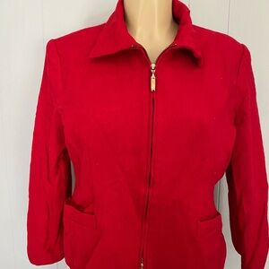 Women's Red Zip-Front Blazer Jacket